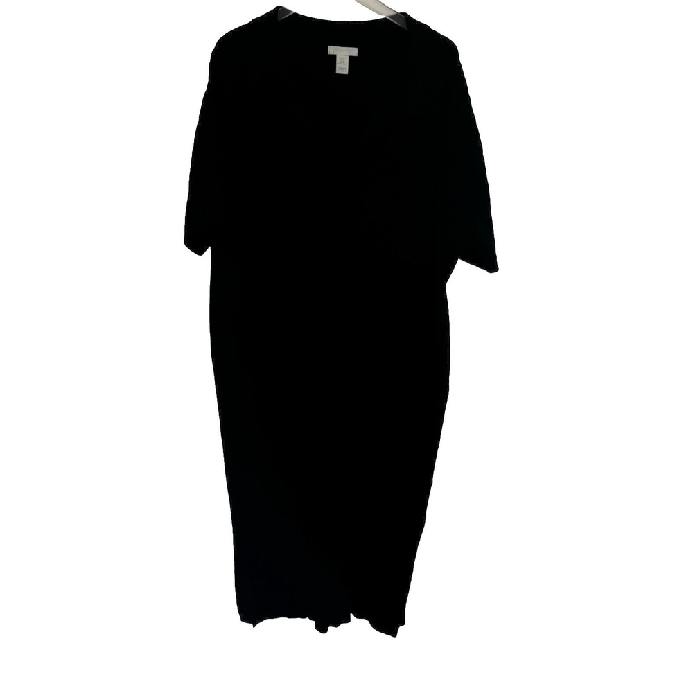 H&M Women Midi Sweater Shift Dress Size XL Black Lagenlook Minimalist Office - Picture 2 of 9